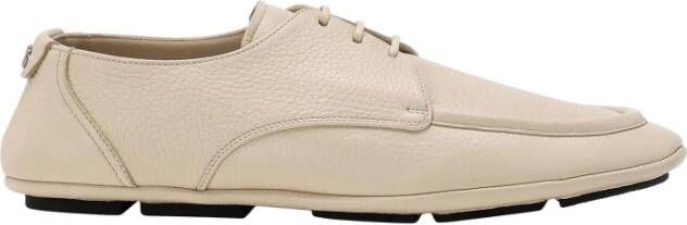 Dolce & Gabbana Leren veterschoenen met logo Beige Heren