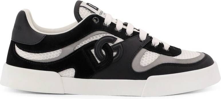 Dolce & Gabbana Licht laag-top Mesh Leren Sneakers Black Heren