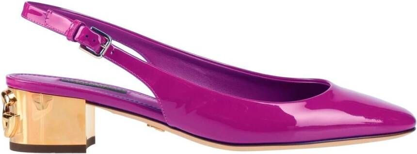 Dolce & Gabbana Lila Leren Pumps met Bandje Purple Dames