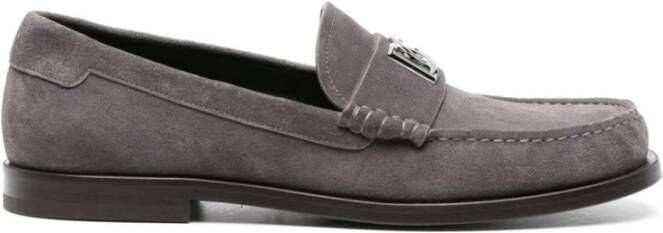 Dolce & Gabbana Klassieke Leren Moccasin Schoenen Gray Heren