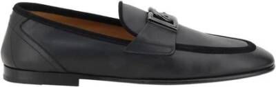 Dolce & Gabbana Loafers met Velvet Perimeter en DG Plaque Black Heren