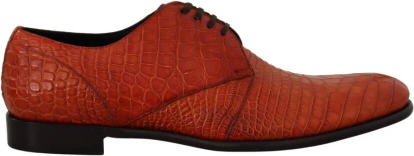 Dolce & Gabbana Exotische Leren Jurk Derby Schoenen Orange Heren