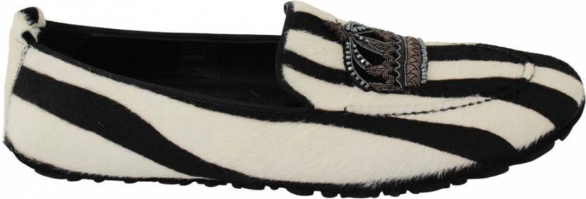 Dolce & Gabbana Zwart Wit Kalf Bont Loafer Schoenen White Heren