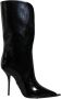 Dolce & Gabbana Logo Detail Mid Calf Leren Laarzen Black Dames - Thumbnail 1