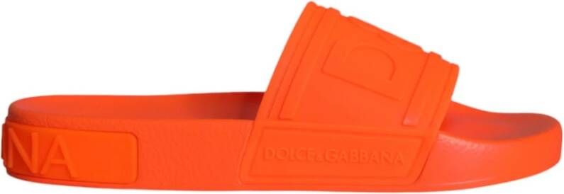 Dolce & Gabbana Logo Detail Rubber Slides Sandalen Orange Dames