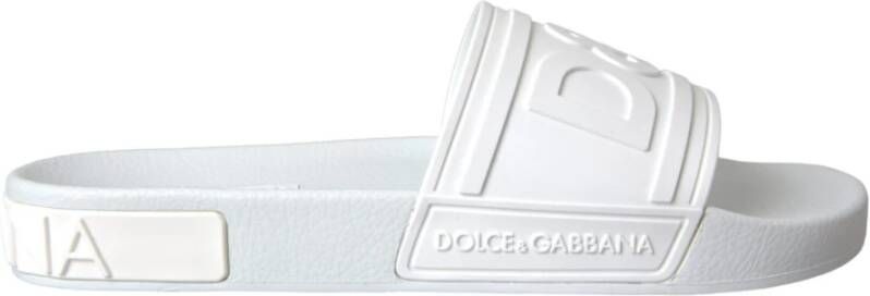 Dolce & Gabbana Logo Detail Rubber Slides Sandalen White Heren