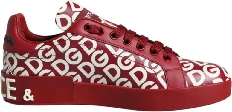 Dolce & Gabbana Logo Print Lage Sneakers Red Dames