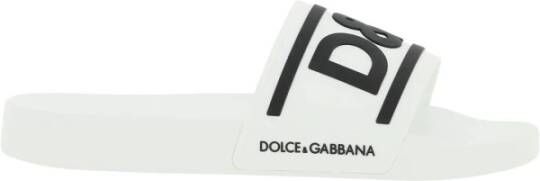 Dolce & Gabbana Logo Slippers van Rubber met Ingelegd D&G Logo White Heren