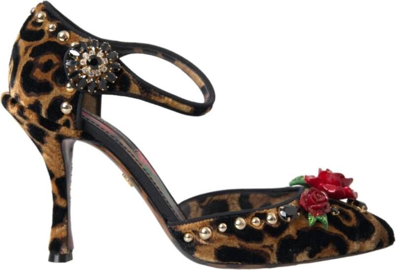 Dolce & Gabbana Luipaard Bloemen Mary Janes Pumps Schoenen Brown Dames