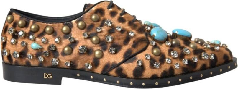 Dolce & Gabbana Luipaard Kristal Jurk Broque Schoenen Brown Dames