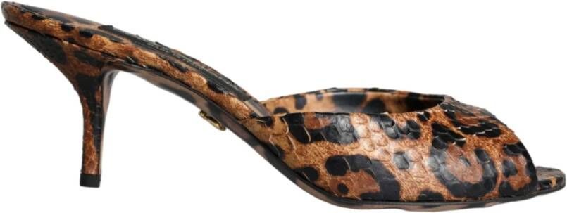 Dolce & Gabbana Luipaard Leren Hak Sandalen Brown Dames