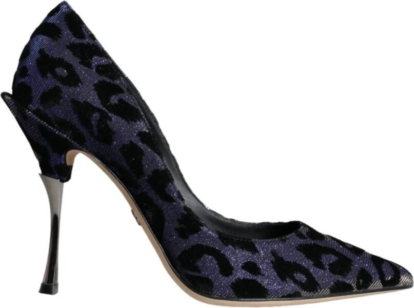 Dolce & Gabbana Luipaard Lurex Hakken Pumps Schoenen Blue Dames