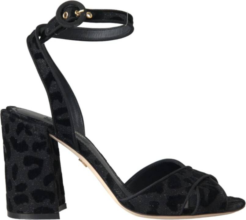 Dolce & Gabbana Luipaard Suède Hakken Sandalen Schoenen Black Dames