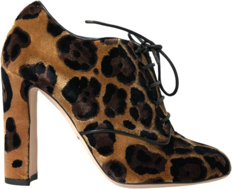 Dolce & Gabbana Luipaard Veterschoenen Enkellaarsjes Bruin Brown Dames