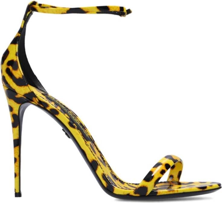 Dolce & Gabbana Luipaardprint Leren Sandalen met Bandjes Yellow Dames