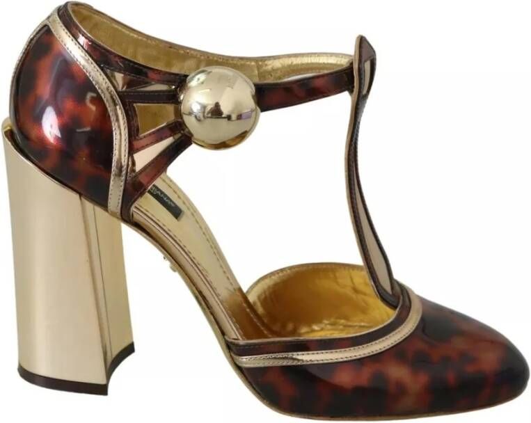 Dolce & Gabbana Luipaardprint T-Strap Sandalen met Studs Multicolor Dames