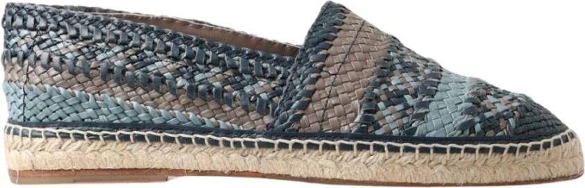 Dolce & Gabbana Blauw Grijs Leren Buffalo Espadrille Schoenen Multicolor