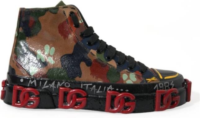 Dolce & Gabbana Luxe High-Top Sneakers met Camouflage Print Multicolor Heren