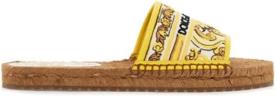 Dolce & Gabbana Maiolica Geborduurde Espadrille Slides Yellow Dames