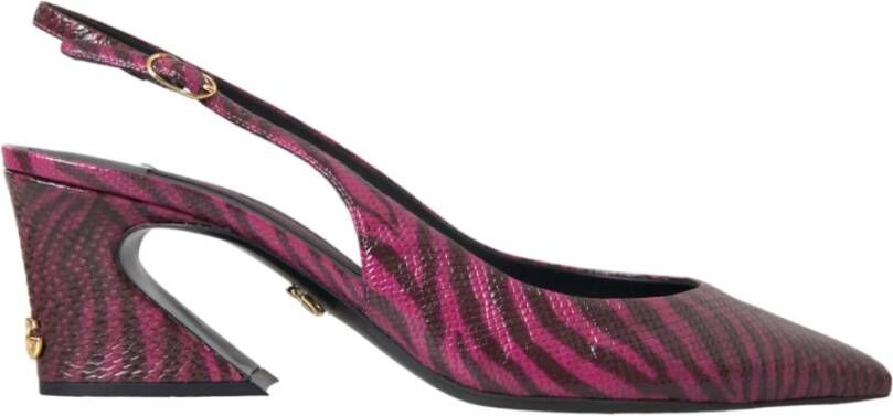 Dolce & Gabbana Maroon Zebra Lederen Slingback Hakken Multicolor Dames