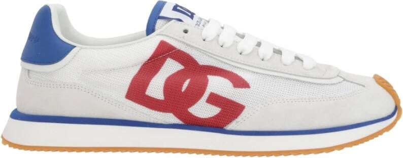 Dolce & Gabbana Mesh Low-Top Sneakers met Suede Inzetstukken White Heren