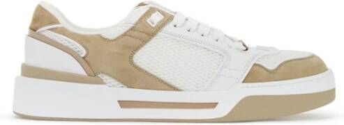 Dolce & Gabbana Mesh Sneakers met Suede Inzetstukken Beige Heren