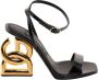 Dolce & Gabbana Metalen Monogram Hak Leren Sandalen Black Dames - Thumbnail 1