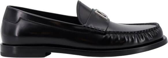 Dolce & Gabbana Zwarte Loafer Schoenen met Zilveren DG Logo Black Heren