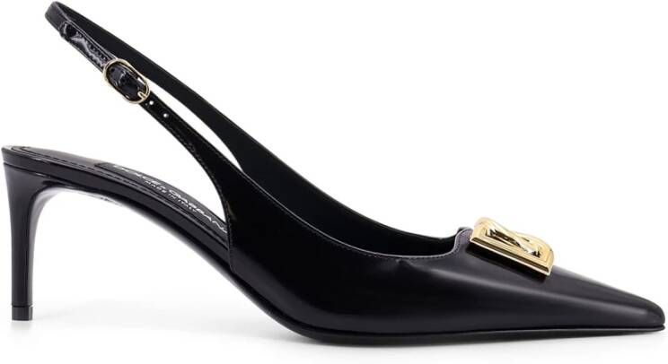 Dolce & Gabbana Monogram Leren Slingback met DG Logo Black Dames