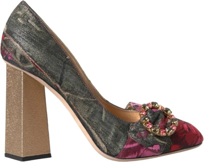 Dolce & Gabbana Multicolor Bloemen Jacquard Kristal Hakken Pumps Multicolor Dames