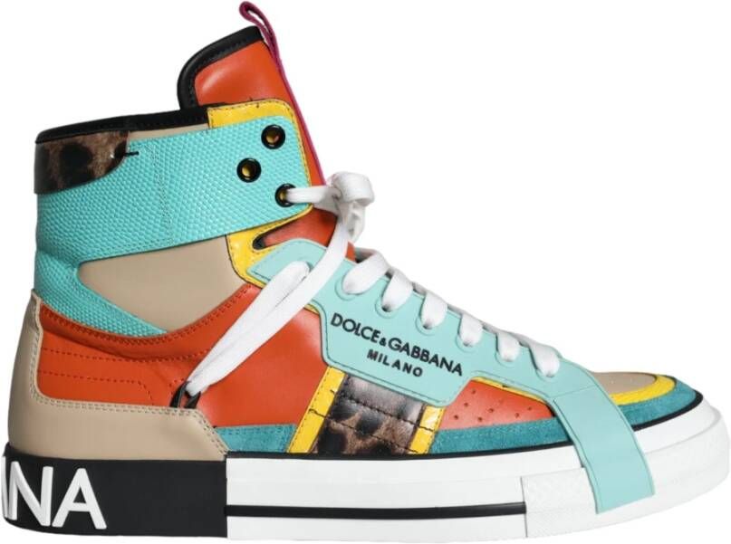 Dolce & Gabbana Multicolor Lederen High Top Sneakers Multicolor Heren