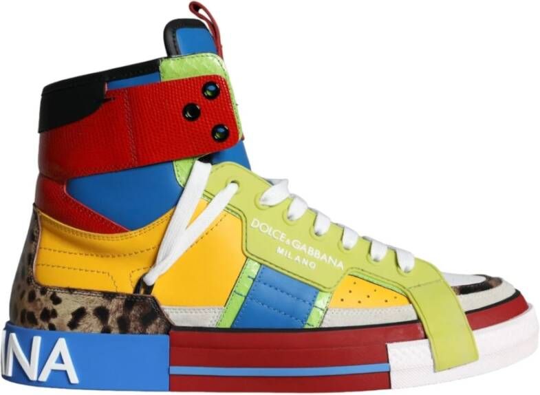 Dolce & Gabbana Multicolor Leren High-Top Sneakers Multicolor Heren