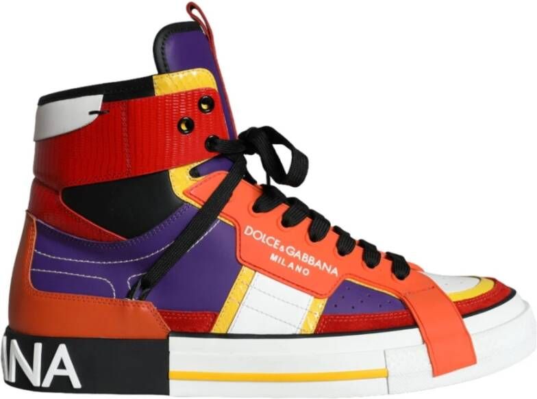 Dolce & Gabbana Multicolor Leren High Top Sneakers Multicolor Heren