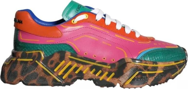 Dolce & Gabbana Multicolor Leren Sneakers met Rubberen Zool Multicolor Heren