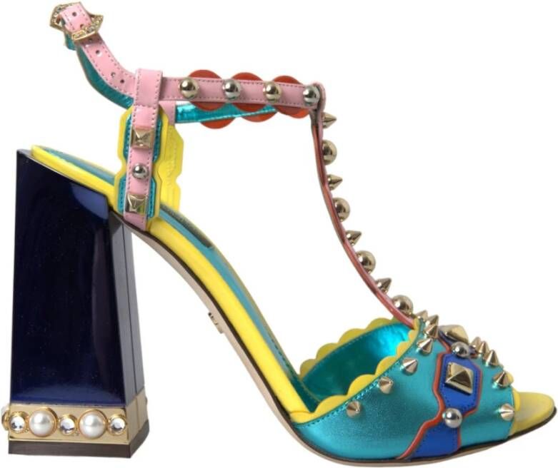 Dolce & Gabbana Multicolor Studs Leren Sandalen Multicolor Dames