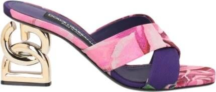 Dolce & Gabbana MultiColour Jacquard Sandaal met DG Hak Multicolor Dames