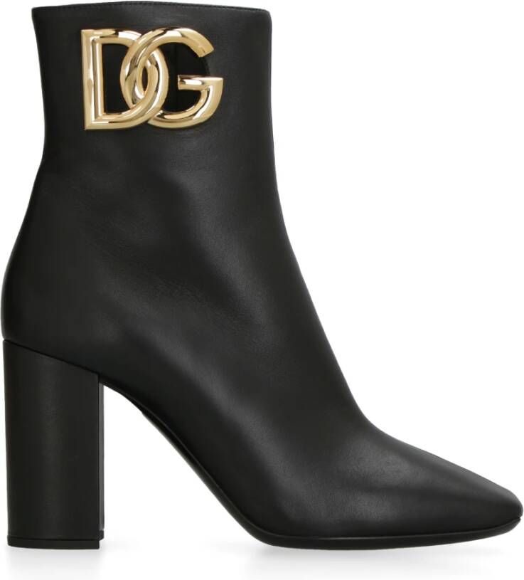 Dolce & Gabbana Nappa Enkellaarzen Uitgesneden Detail Black Dames