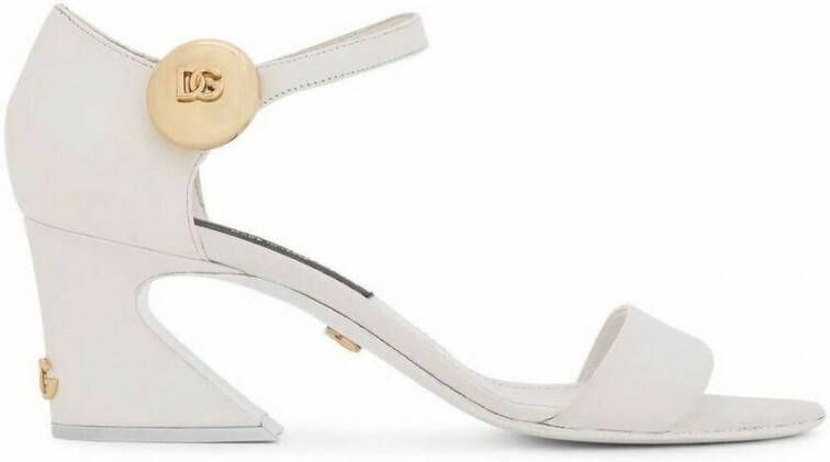 Dolce & Gabbana Nappa Leather Sandals With Geometric Heel Wit Dames