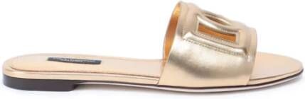 Dolce & Gabbana Luxe Nappa Mordore schuifregelaars met DG-logo Beige Dames