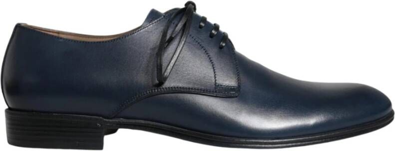 Dolce & Gabbana Navy Blauwe Leren Derby Schoenen Blue Heren