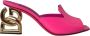 Dolce & Gabbana Neon Roze Leren Logo Hakken Sandalen Pink Dames - Thumbnail 1