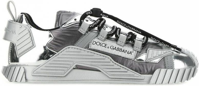 Dolce & Gabbana Zilveren Logo Sneakers met Rubberen Zool Gray Dames