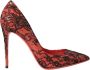 Dolce & Gabbana Oranje Bloemen Kant Leren Hakken Pumps Red Dames - Thumbnail 1