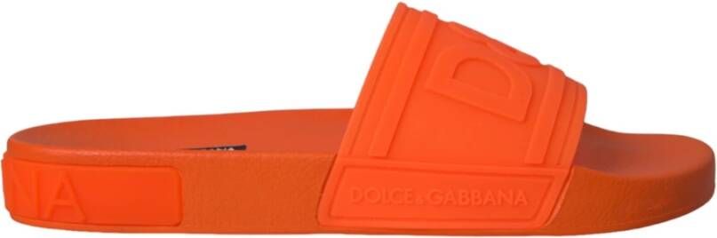 Dolce & Gabbana Oranje Rubberen Slides Sandalen Orange Heren