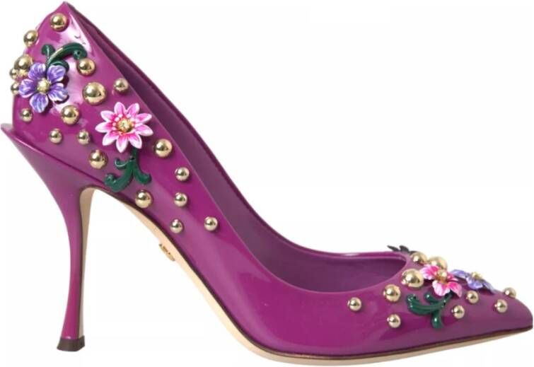 Dolce & Gabbana Paarse Lakleren Hakken met Strass Purple Dames