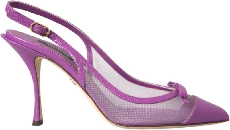 Dolce & Gabbana Paarse Leren Mesh Slingback Hakken Purple Dames