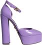 Dolce & Gabbana Paarse Leren Plateau Enkelband Sandalen Purple Dames - Thumbnail 1