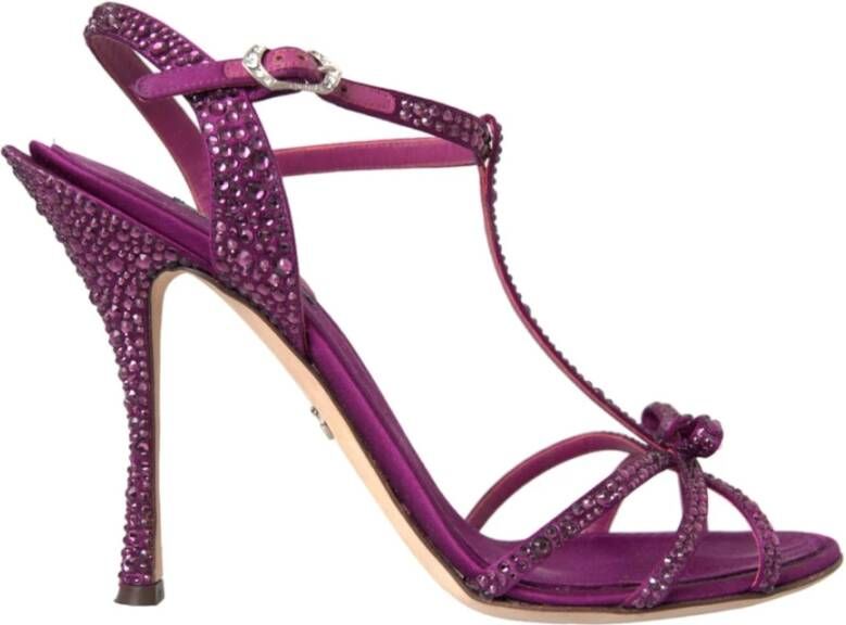 Dolce & Gabbana Paarse Strass Enkelband Sandalen Purple Dames