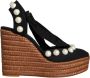 Dolce & Gabbana Parel Sleehak Sandalen Zwart Suède Black Dames - Thumbnail 1