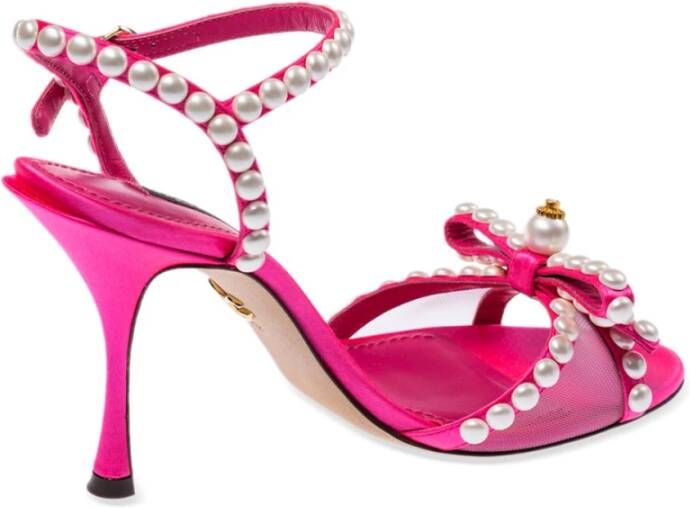 Dolce & Gabbana Parelversierde hoge hak sandalen Pink Dames